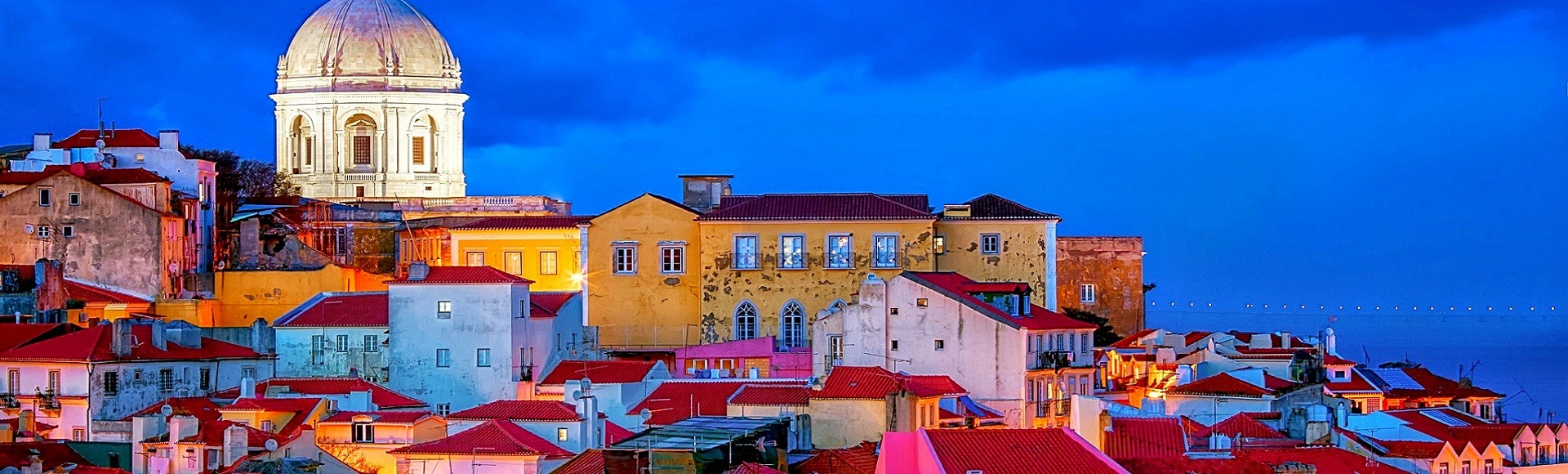 Blue Hour, Lisbon Skyline, National Pantheon, Vasco da Gama Bridge, Lisbon, Portugal