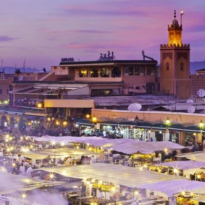Food stalls and shopping at Djemaa el-Fna Square
